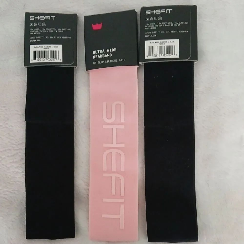 Shefit Ultra wide no slip silicone grip headbands Set of 3 NEW